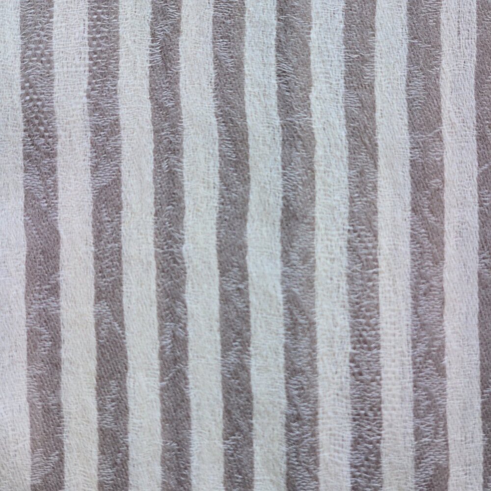 NWOT Lightweight Gauzy Cashmere Scarf Wrap Ivory with Brown Stripes - Picture 11 of 14